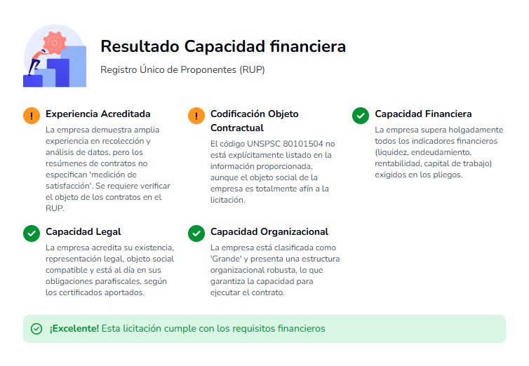 LiciChat — Resultado capacidad financiera